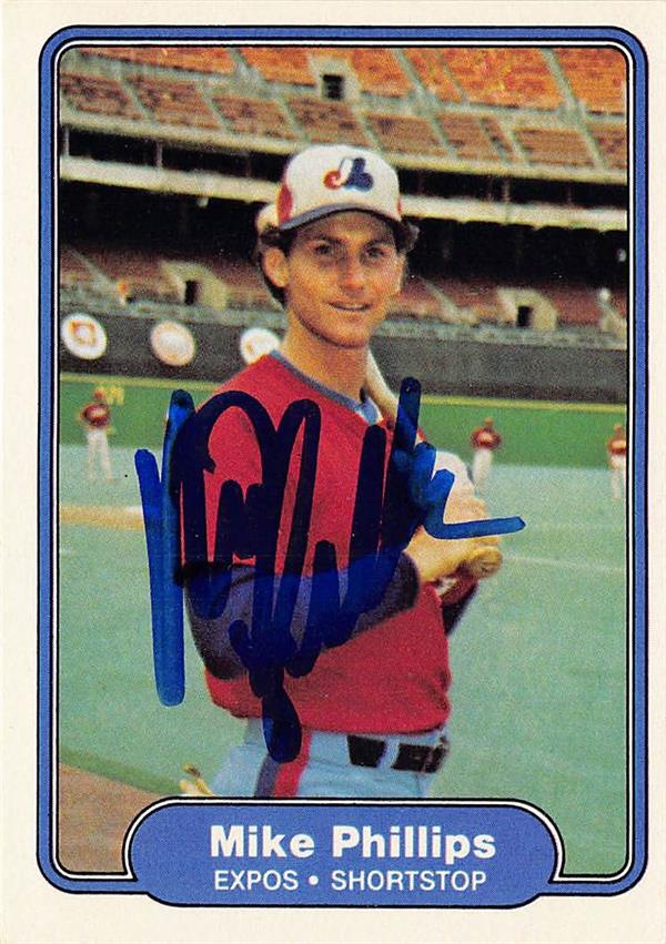 768808 Mike Phillips Autographed Baseball Card - Montreal Expos 1982 Fleer No.201