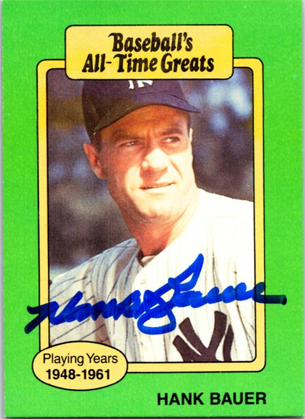 768979 Hank Bauer Autographed Baseball Card -   York Yankees 1987 Hygrade Greats