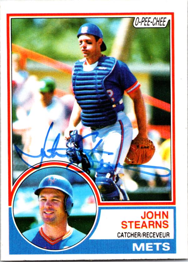 769089 John Stearns Autographed Baseball Card -   York Mets 1983 O-Pee-Chee No.212