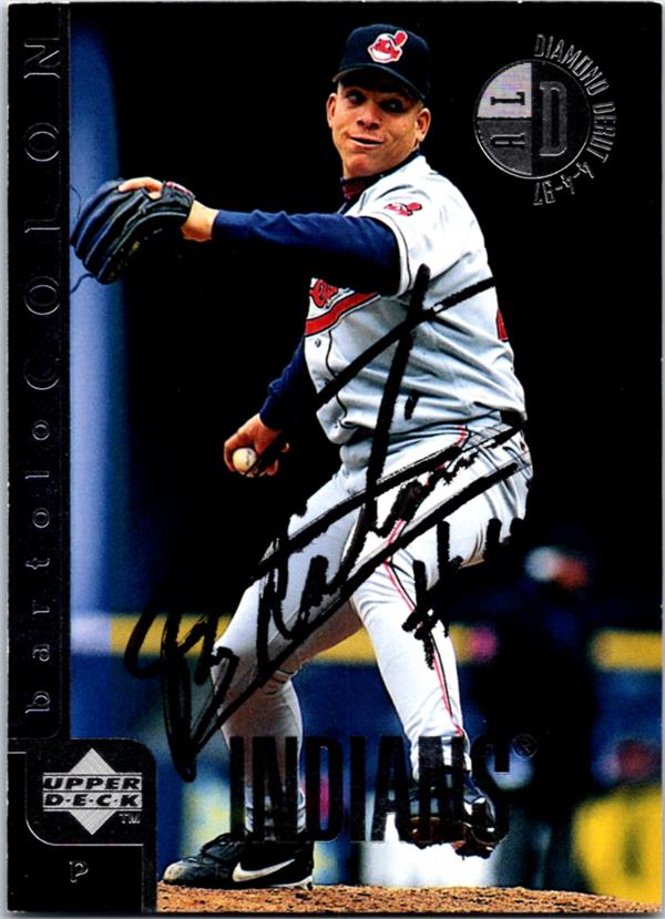 769097 Bartolo Colon Autographed Baseball Card - Cleveland Indians 1998 Upper Deck Diamond Debut No.75