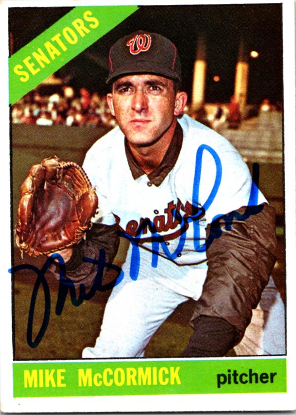 769147 Mike Mccormick Autographed Baseball Card - Washington Senators 1966 Topps No.118