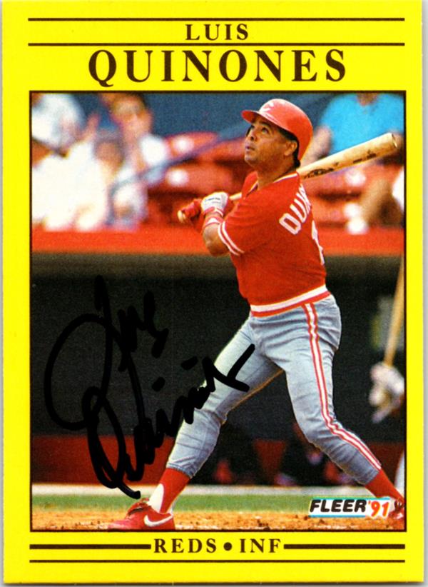 769376 Luis Quinones Autographed Baseball Card - Cincinnati Reds 1991 Fleer No.77