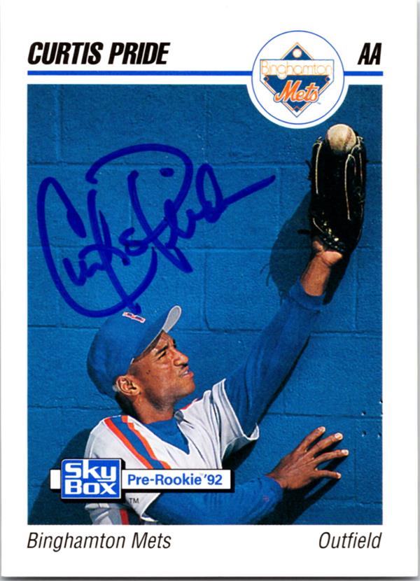 769463 Curtis Pride Autographed Baseball Card - Binghamton Mets 1992 Skybox Pre Rookie No.30
