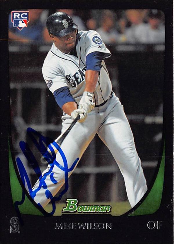 769497 Mike Wilson Autographed Baseball Card - Seattle Mariners 2011 Topps Bowman No.99 RC