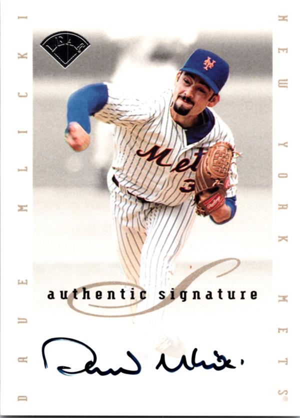 769625 Dave Mlicki Autographed Baseball Card -   York Mets 1996 Leaf Authentic No.38