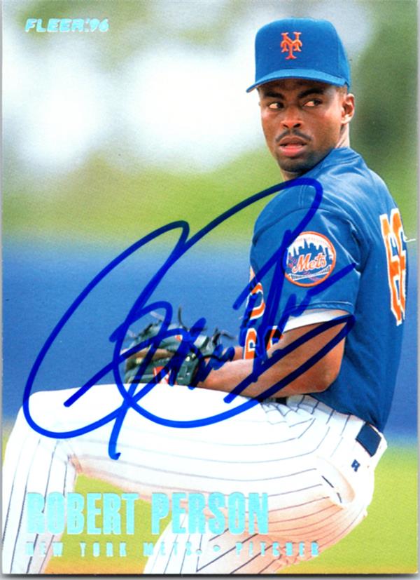 769672 Robert Person Autographed Baseball Card -   York Mets 1996 Fleer No.486