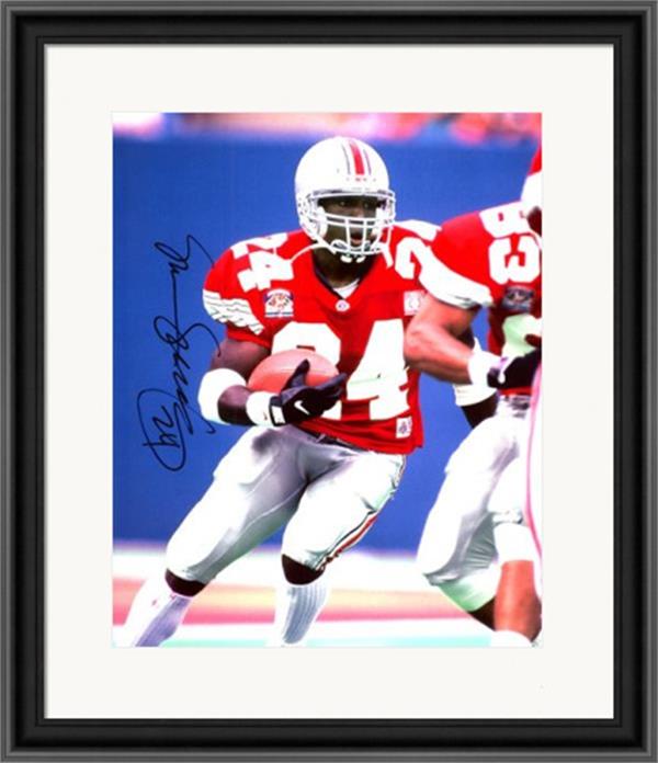 780199 Shawn Springs Autographed 8 x 10 in. Photo - Ohio State Buckeyes No.1 Matted & Framed