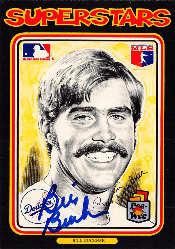 780261 Bill Buckner Autographed Baseball Card - 1976 Pee Wee Superstars Linnett No.123 - Los Angeles Dodgers