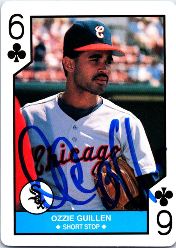 780387 Ozzie Guillen Autographed Baseball Playing Card - Chicago White Sox 1990 All Stars No.6C