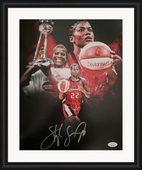 724026 Sheryl Swoopes Autographed 11 x 14 in. Photo - Houston Comets, Wnba No.1 Matted & Framed Collage JSA Authenticated