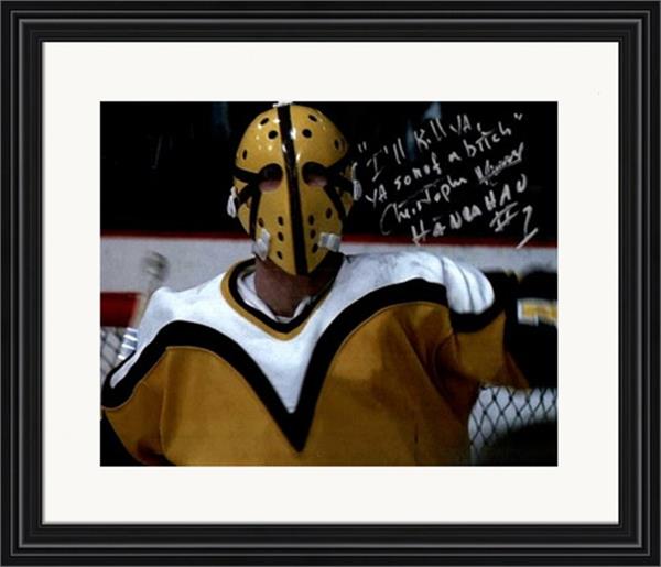 Picture of Autograph Warehouse 726329 Christopher Murney Autographed 8 x 10 in. Photo - Slap Shot Goaltender Hanrahan Inscribed Ill Kill Ya Matted & Framed No.SC5