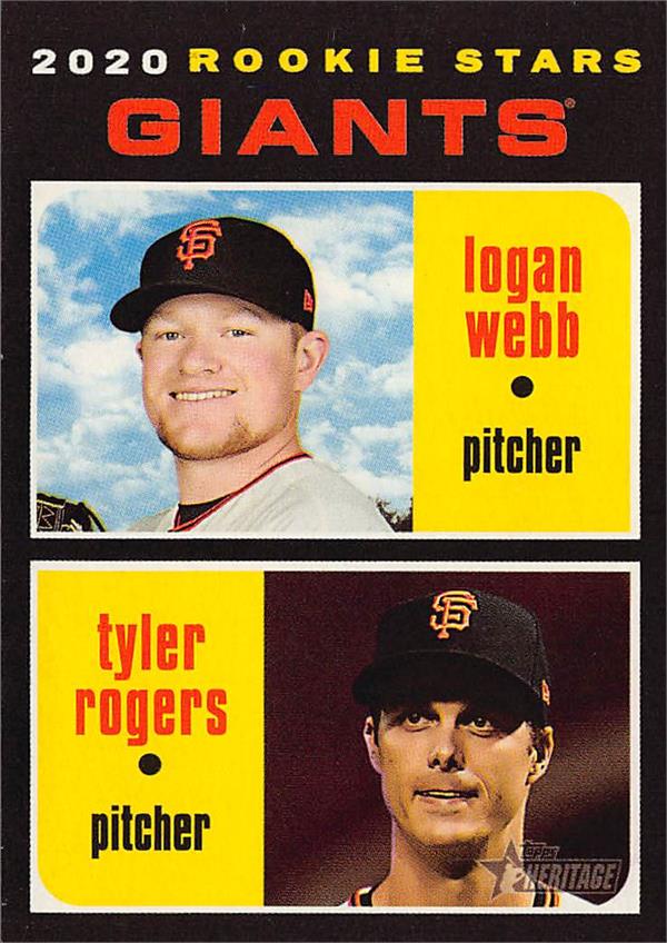 768409 Logan Webb Tyler Rogers Baseball Card - Rookie 2020 Topps Heritage No.276 San Francisco Giants