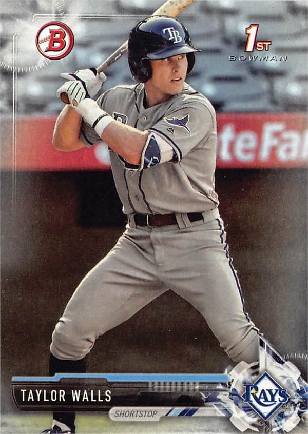 768380 Taylor Walls Baseball Card - Rookie 2017 Topps Bowman 1st No.BD87 Tampa Bay Rays