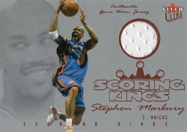 737445 Stephon Marbury Player Worn Jersey Patch Basketball Card -   York Knicks 2004 Fleer Ultra No.Sksm