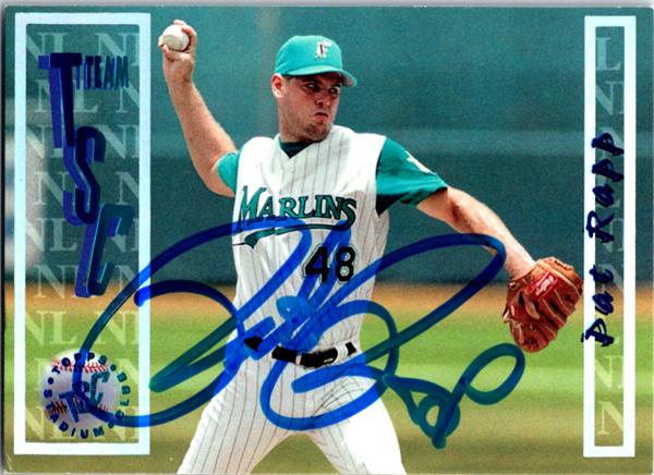 781445 Pat Rapp Autographed Baseball Card - Florida Marlins 1996 Topps Stadium Club No.248