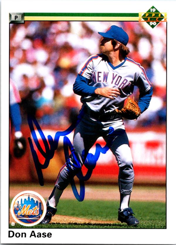 781651 Don Aase Autographed Baseball Card -   York Mets 1990 Upper Deck No.131