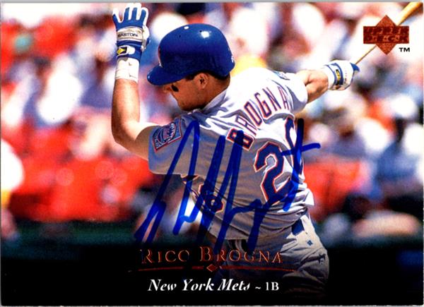 781674 Rico Brogna Autographed Baseball Card -   York Mets 1995 Upper Deck No.121