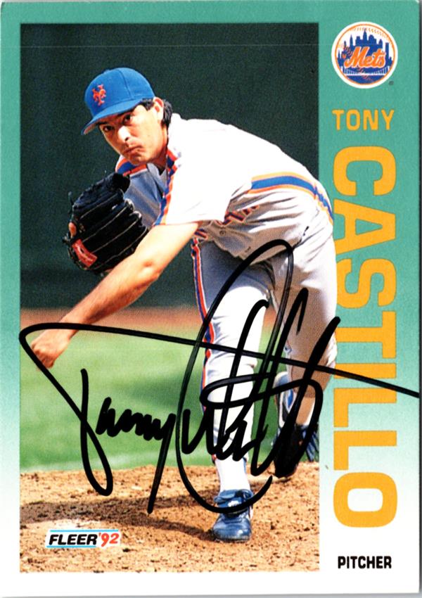 781708 Tony Castillo Autographed Baseball Card -   York Mets 1992 Fleer No.499