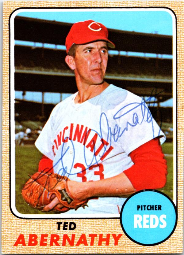 780764 Ted Abernathy Autographed Baseball Card - Cincinnati Reds 1968 Topps No.264