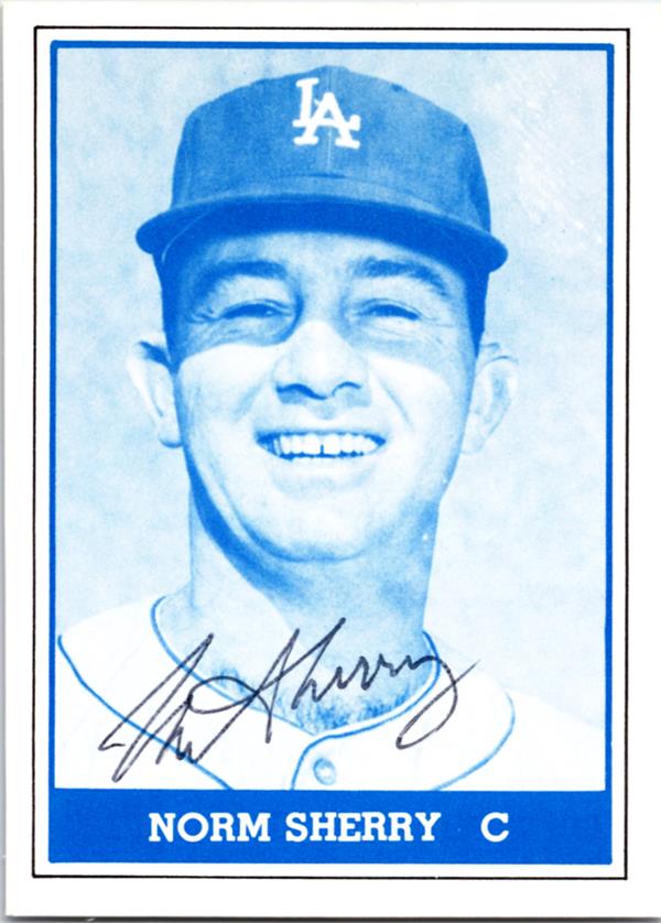 780805 Norm Sherry Autographed Baseball Card - 1959 Los Angeles Dodgers 1980 TCMA No.11