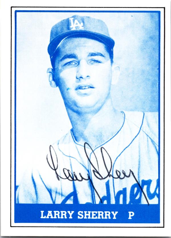 780816 Larry Sherry Autographed Baseball Card - 1959 Los Angeles Dodgers 1980 TCMA No.34
