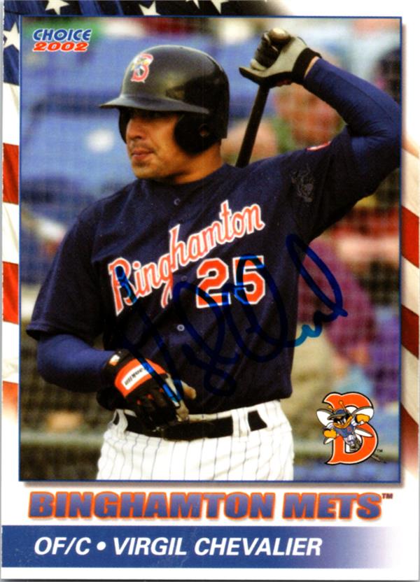 781932 Virgil Chavalier Autographed Baseball Card - Binghamton Mets 2002 Choice No.25