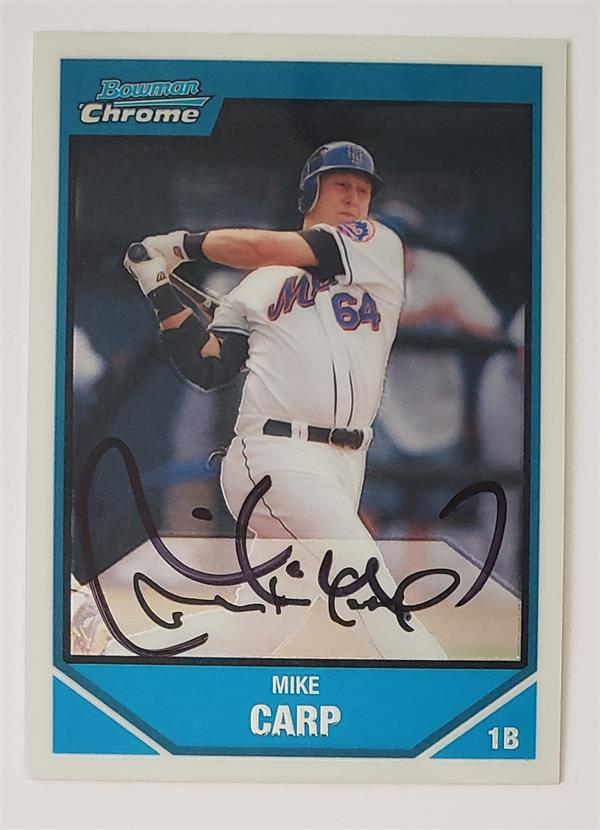 782055 Mike Carp Autographed Baseball Card -   York Mets 2007 Bowman Chrome No.BC111