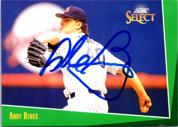 795022 Andy Benes Autographed Baseball Card - San Diego Padres 1993 Score No.117