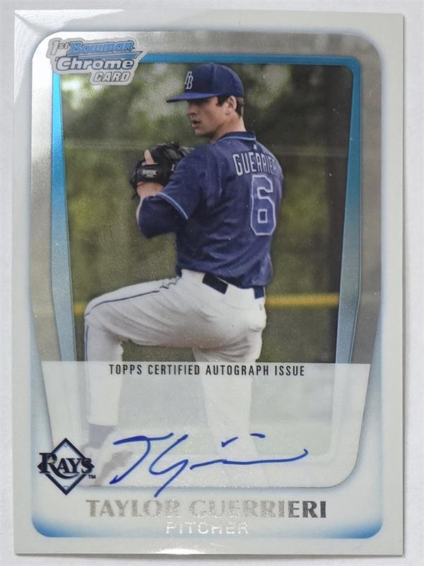 795055 Taylor Guerrieri Autographed Baseball Card - Tampa Bay Rays 2011 Bowman Chrome 1st Rookie No.BCAPTGU