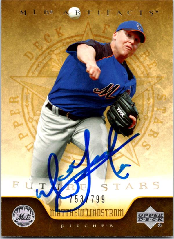 794189 Matthew Lindstrom Autographed Baseball Card -   York Mets 2005 Upper Deck Artifacts No.248