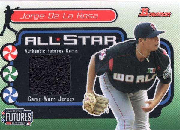 794423 Jorge De LA Rosa Player Worn Jersey Patch Baseball Card - Arizona Diamondbacks 2004 Bowman Futures No.FGJD