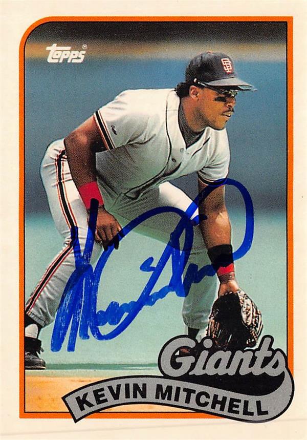 794432 Kevin Mitchell Autographed Baseball Card - San Francisco Giants 1989 Topps No.189 Tiffany