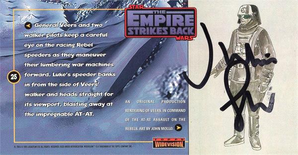 Julian Glover Autographed Trading Card - General Maximilian Veers At Commander Star Wars Empire Strikes Back 1995 Topps Wide Vision No.25 on Back