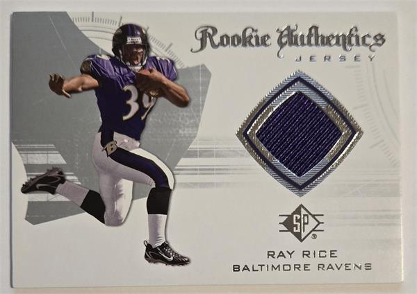 794715 Ray Rice Player Worn Jersey Patch Football Card - Baltimore Ravens 2008 Upper Deck Sp Rookie Authentics No.RA23