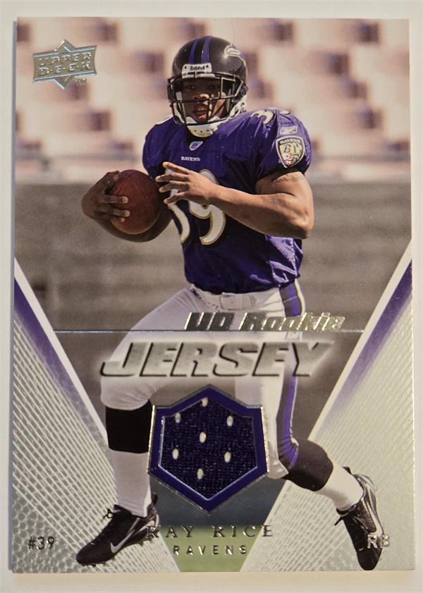 794721 Ray Rice Player Worn Jersey Patch Football Card - Baltimore Ravens 2008 Upper Deck Rookie No.UDRJRR