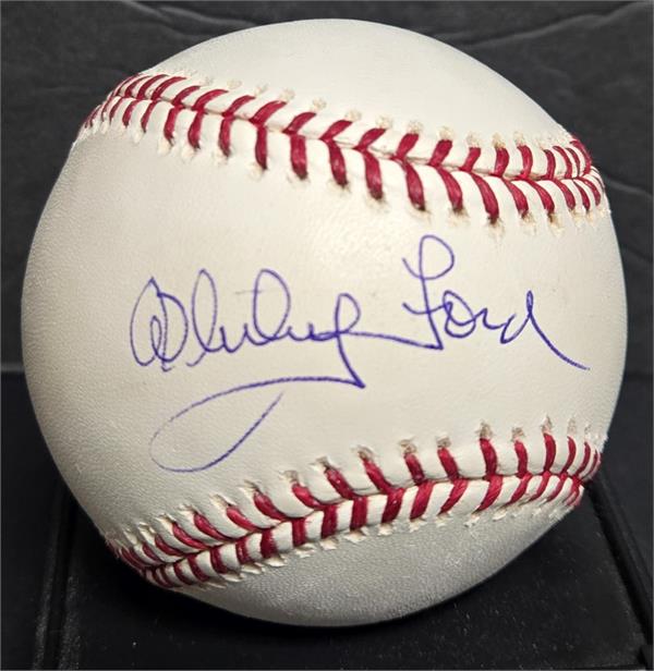 783637 Whitey Ford Autographed Baseball -   York Yankees Legend Romlb with Display Cube