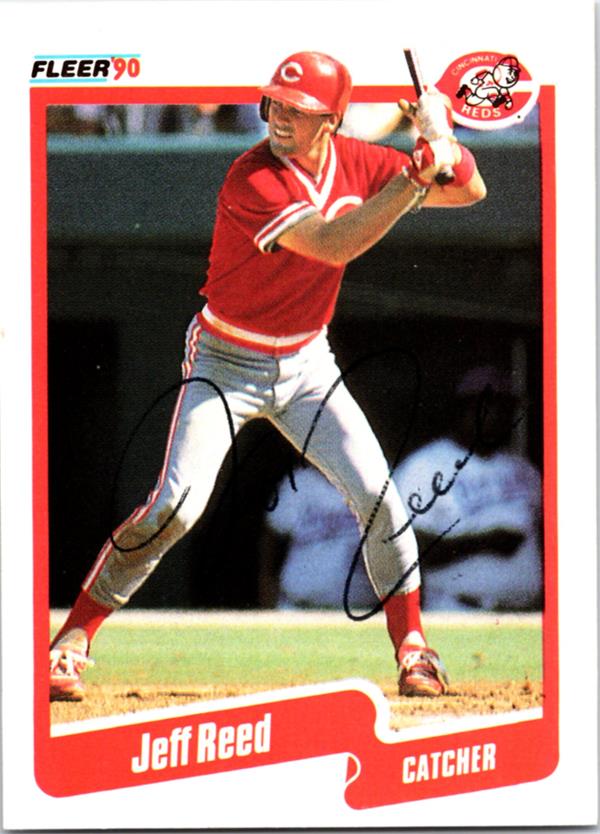 793964 Jeff Reed Autographed Baseball Card - Cincinnati Reds 1990 Fleer No.429