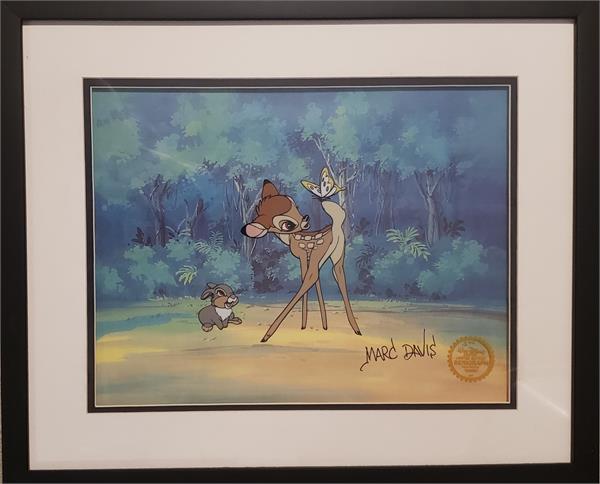 768341 Bambi Thumper Hand Signed Walt Disney Cel Sericel Marc Davis Matted Framed Photo - 11 x 14 in.