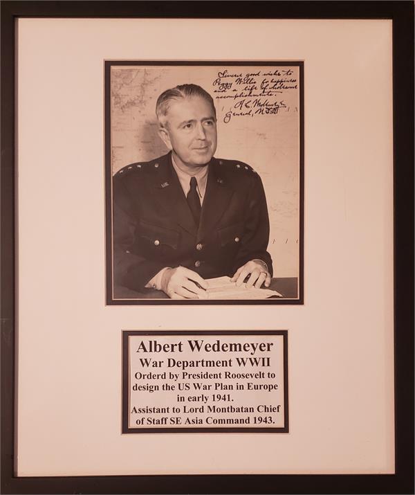 768346 Albert Wedemeyer Autographed Photo - WWII General Matted Framed
