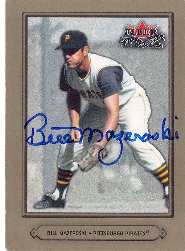 768849 Bill Mazeroski Autographed Baseball Card - Pittsburgh Pirates 2002 Fleer Fall Classic No.67