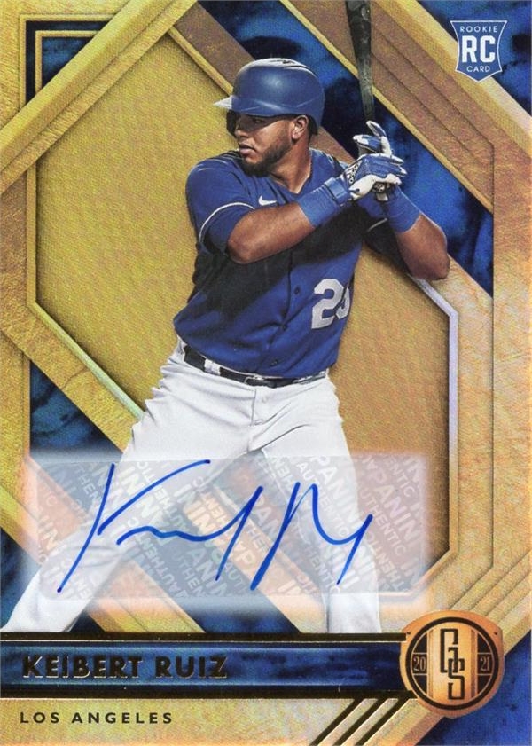 768960 Keibert Ruiz Autographed Baseball Card - Los Angeles Dodgers, Nationals 2021 Panini Chronicles Gold Standard Rookie No.6