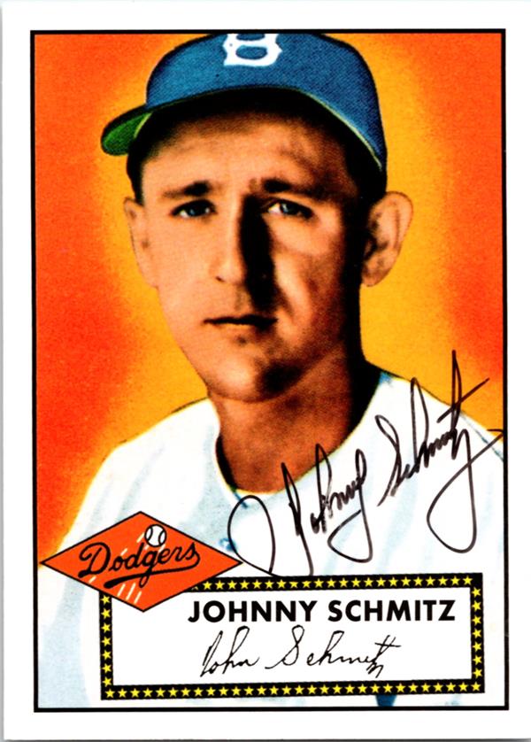 769105 Johnny Schmitz Autographed Baseball Card - Brooklyn Dodgers 1995 Topps Archives No.9