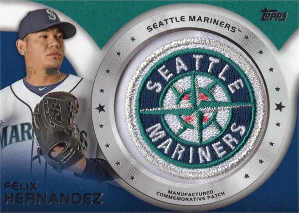 794010 Felix Hernandez Commemorative Souvenir Team Logo Patch Baseball Card - Seattle Mariners 2014 Topps No.CP48