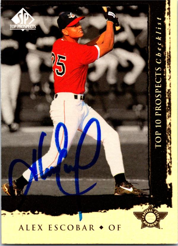 794183 Alex Escobar Autographed Baseball Card -   York Mets 1999 Upper Deck Top Prospects Checklist No.5