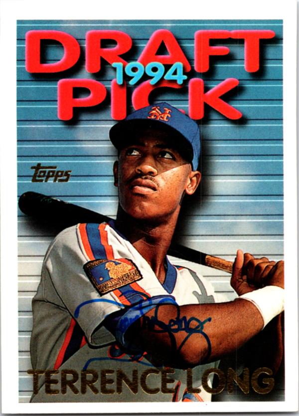 794186 Terrence Long Autographed Baseball Card -   York Mets 1995 Topps Draft Pick No.112
