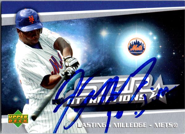 794197 Lastings Milledge Autographed Baseball Card -   York Mets 2006 Upper Deck Star Attractions No.SALM