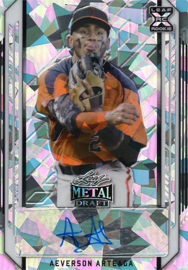 794283 Aeverson Arteaga Autographed Baseball Card - San Francisco Giants 2021 Leaf Draft Metal Rookie Refractor No.BAAA1