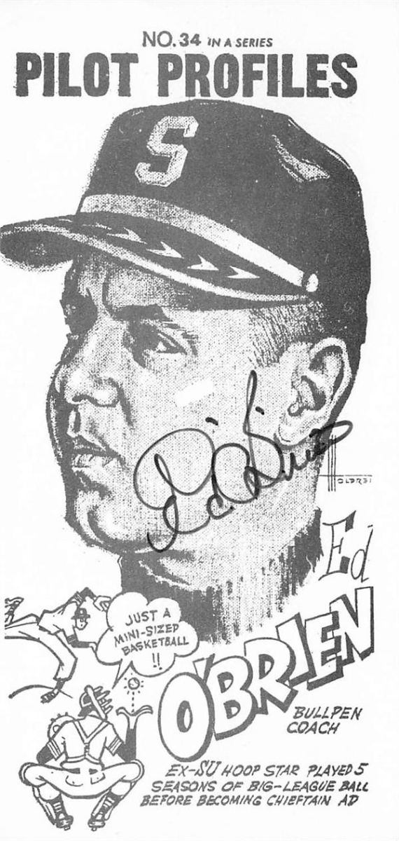794325 Ed OBrien Autographed Baseball Card - 1969 Seattle Pilots Post-Intelligencer No.34 - Repo Edition 67 - 2 x 5 in.