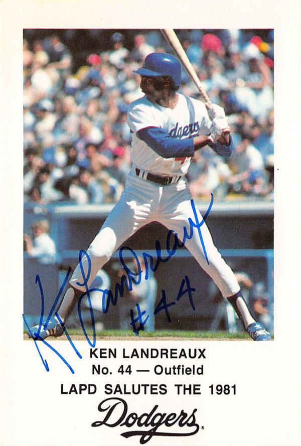 794366 Ken Landreaux Autographed Baseball Card - 1981 Lapd No.44 - Los Angeles Dodgers