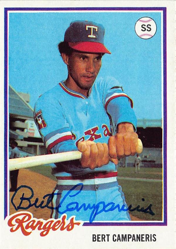 794393 Bert Campaneris Autographed Baseball Card - Texas Rangers 1978 Topps Burger King No.14